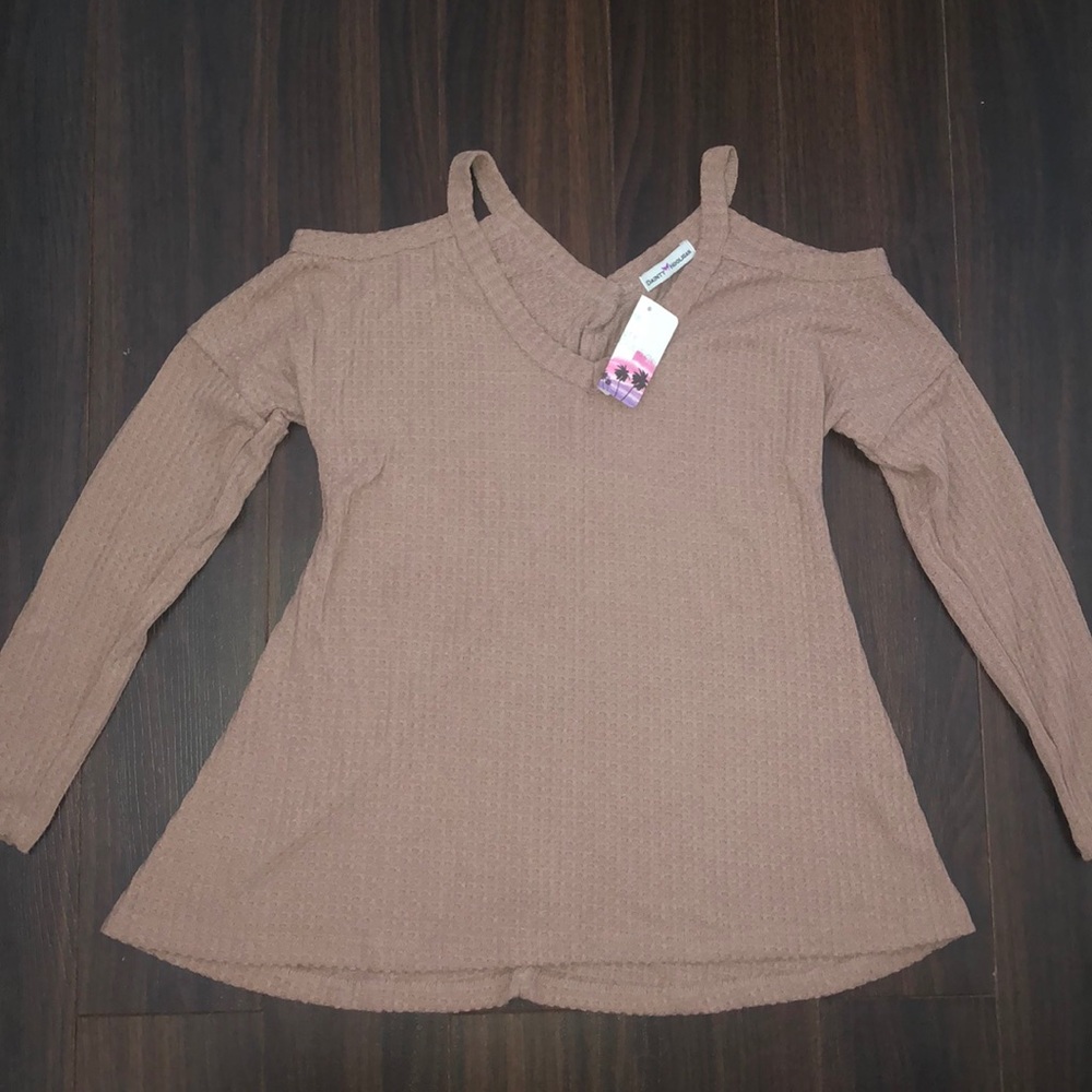 Shoulder Cut Out Soft Pink Sweater